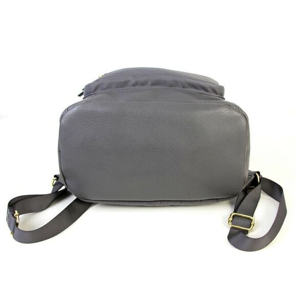 ROOMY TRAVANTI LIGHT GRAY NYLON LEATHER TRIM SHOULDER BAG LAPTOP BACKPACK TOTE main image 8